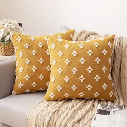 Yellow Cotton Linen Decorative Cushion Cover Simple Soft Funda Cojin Living Room Sofa Throw Pillow Cover Home Decor Pillowcase