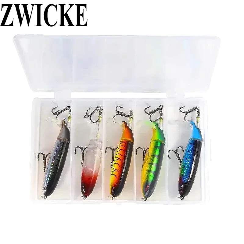 

5pcs 10cm 13g/15g Topwater Fishing Lure Soft Rotating Tail Artificial Bait Hard Crankbait Wobbler for Freshwater Or Saltwater