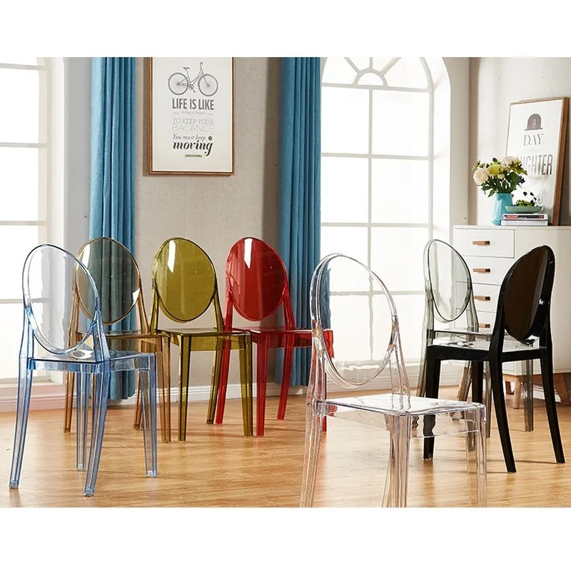 High-quality PC material Transparent Chair Ins Northern Europe Plastic Crystal Makeup Chair Court back Originality Dining Chair