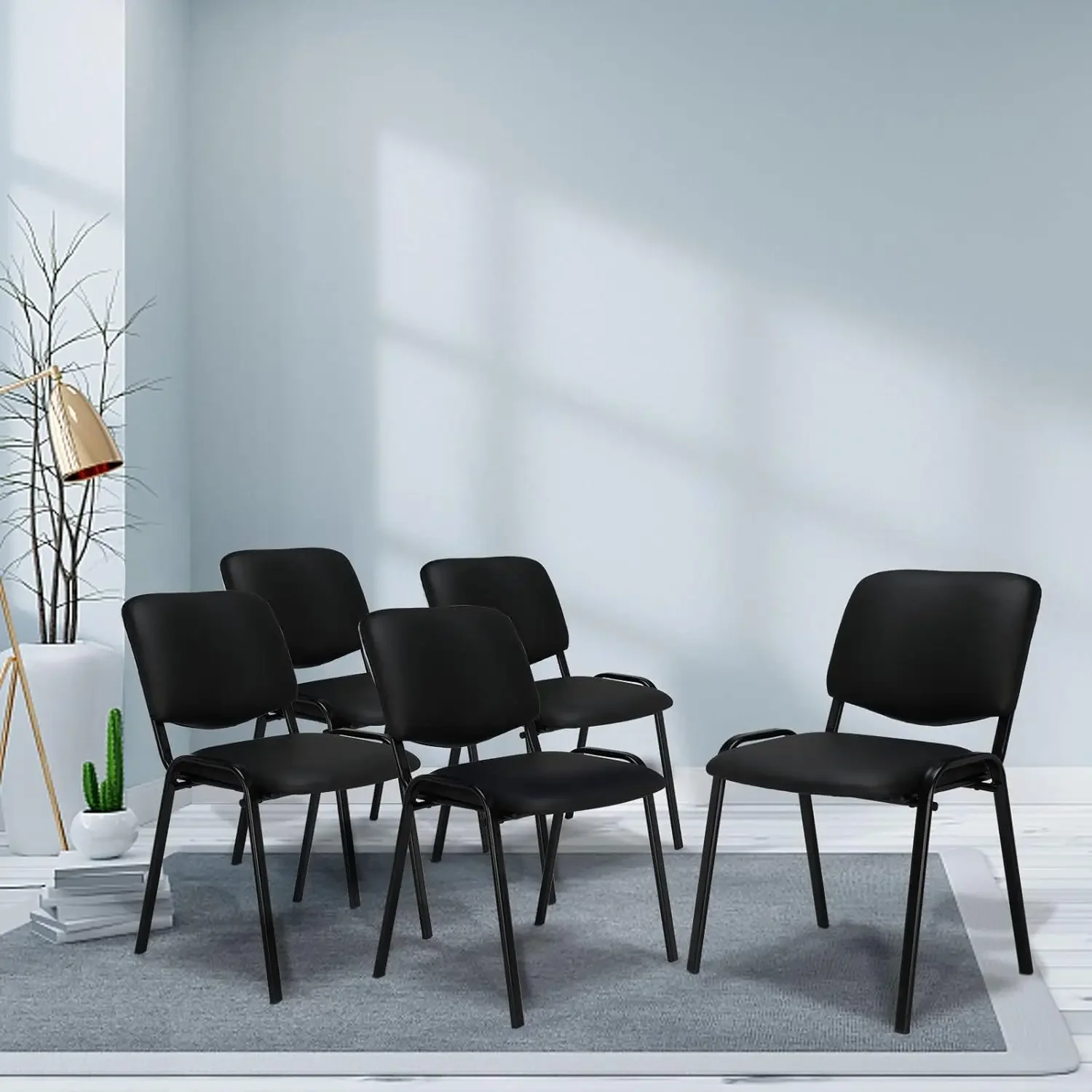 Waiting Room Chairs, 5-Pack PU Church Conference Room Stackable  Office Guest  Reception Sta
