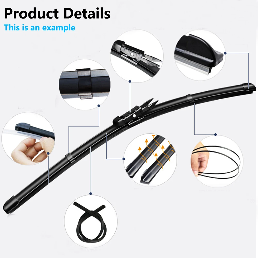 For Ford EcoSport 2013 2014 2015 2016 2017 Front Rear Wiper Blades Kit Cutter Window Boneless Frameless Rubber Car Accessories