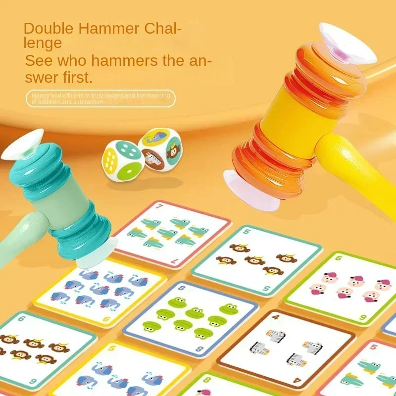 New Kids Suction Cup Hammer Battle Table Game with Card Logic Thinking Training Math Montessori Fun Mathematics Educational Toys