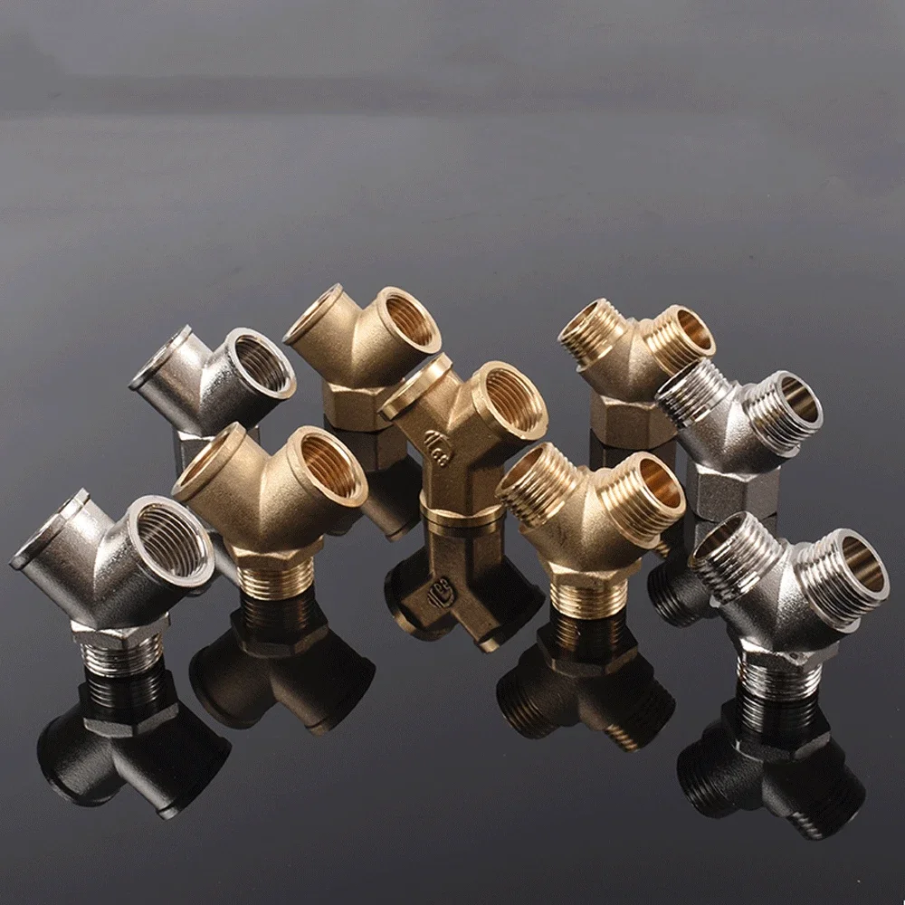 

Brass 1/2" Y-type Male and Female Thread Water Pipe Tee 1-2-way Shunt Connector Nickel Plating