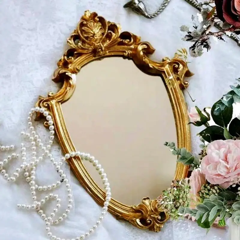 Aqumotic Bathroom Mirrors for Wall Mounted Plastic Vanity Mirror Framed Living Room Baroque Decorative Cheap Espejos De Pared