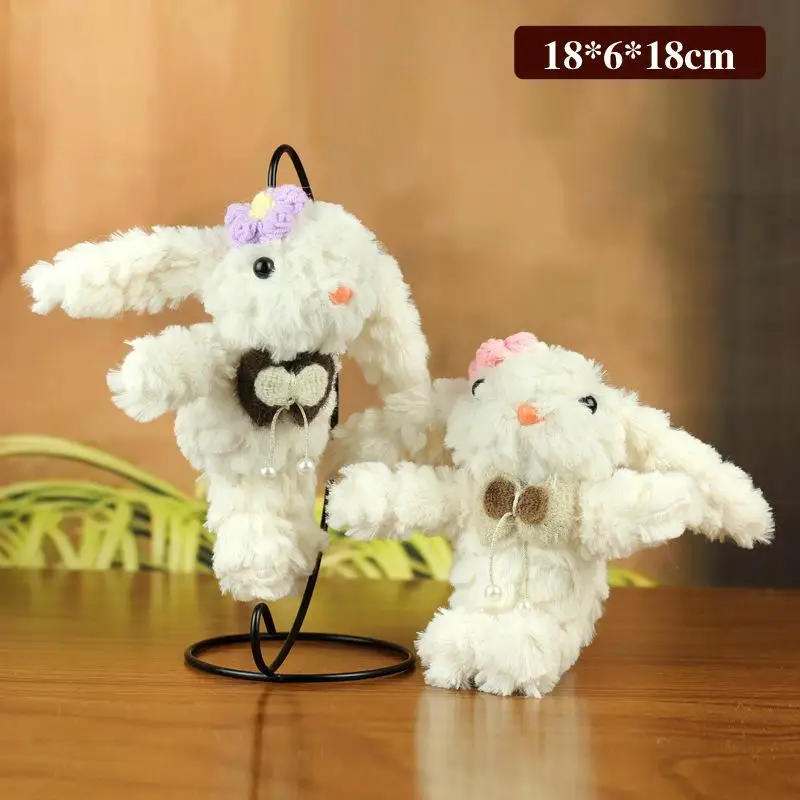 1 pièce dessin animé lapin doux en peluche poupée pendentif lapin en peluche jouet porte-clés voiture porte-clés sac à dos décoration enfant cadeau