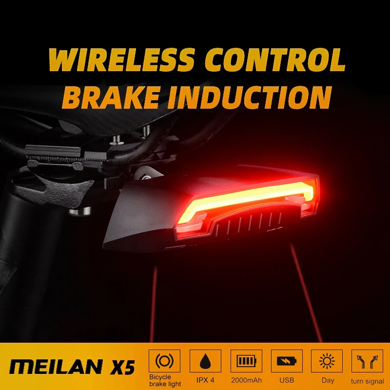 

Meilan X5 Wireless Bike Brake Light Version Flash Safety Rear Turn Bicycle Wireless Remote Control Turning Laser Light