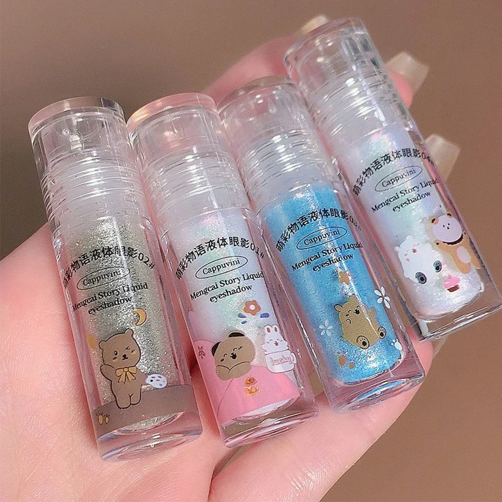 Liquid Eyeshadow Glitter Highlighter Cute Bear Sequin Glitter Eye Shadow Waterproof Pearlescent Eyeliner Lying Silkworm Cosmetic