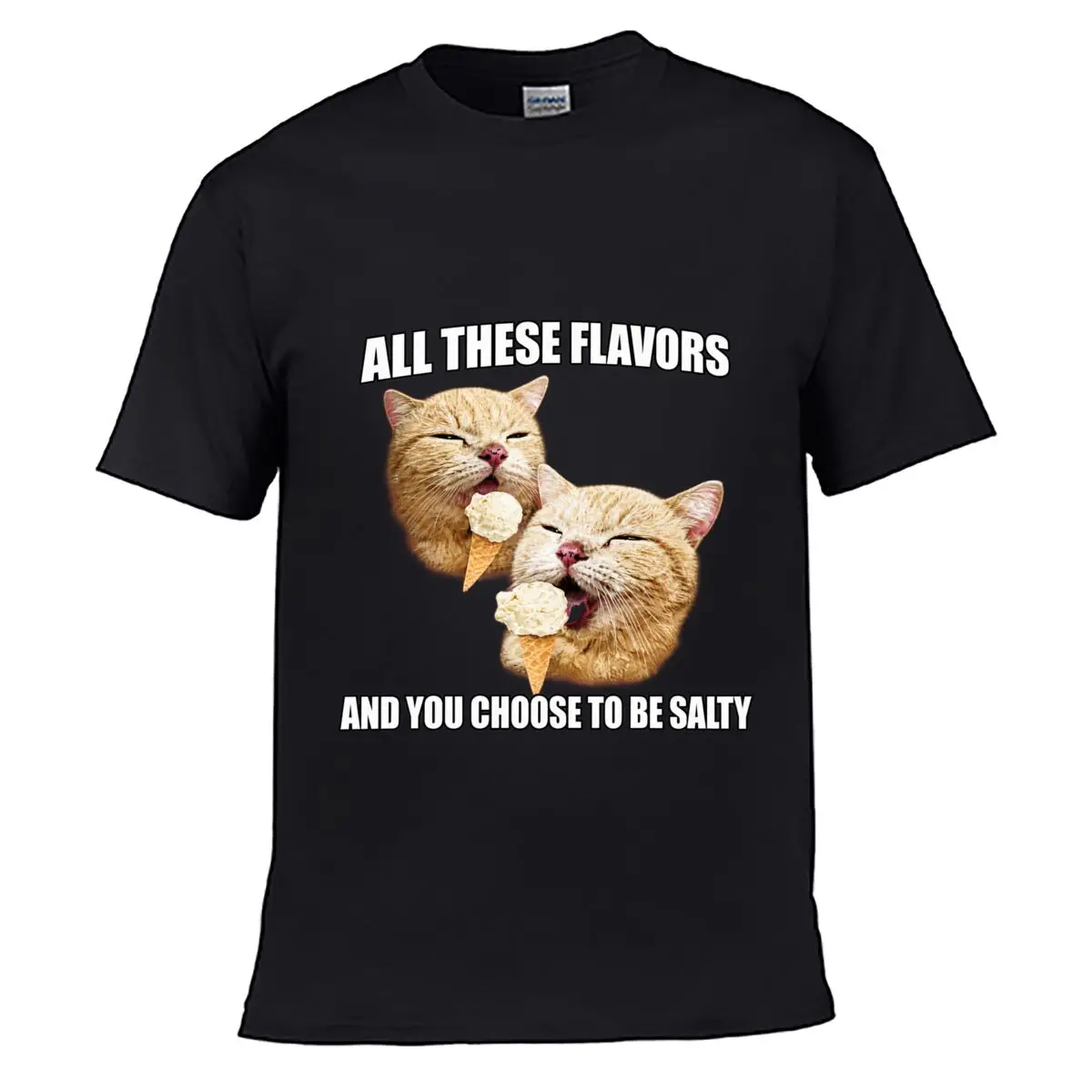 All These Flavors Funny Cats Eating Ice Cream And You Choose To Be Salty short-sleeved T-shirt