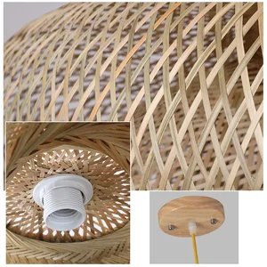 Estilo chinês Lâmpada pingente de bambu, Linha Comprimento 1.5m, Cafeteria Lustres Luz de teto, Cafeteria para decoração da sala, Luzes LED 12 principais vendas luminaria bambu chao - №8