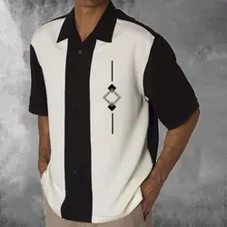 Camisas casuales a rayas para hombres, Tops de manga corta, ropa gráfica de Patchwork 3d, camisas hawaianas diarias para hombres, camisas sociales, nuevas, 2023