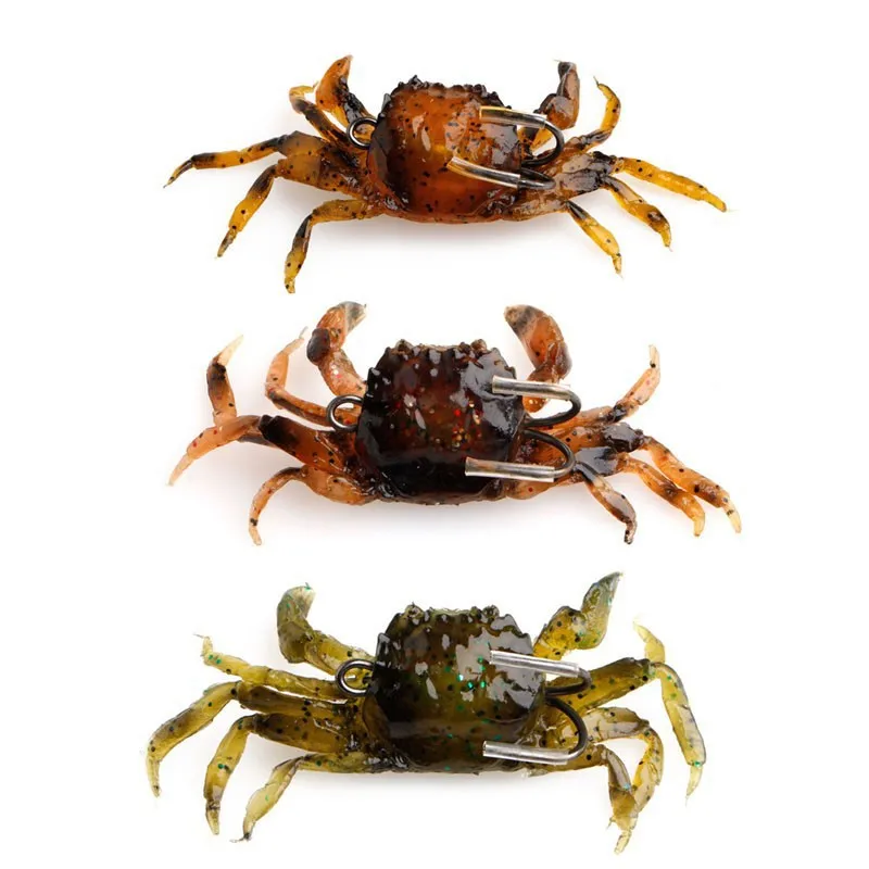 

4pcs 10cm/34.6g Artificial Lifelike Crab Soft Bait Lifelike Sharp Hook Fishing Lure Freshwater Fish Jig Head Baits Fishing