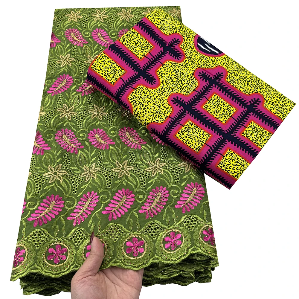 قماش شمع أفريقي لفستان الحفلات قطن مطرز دانتيل فوال سويسري أحدث، شمع حقيقي أنقرة باتيك، 2.5 ياردات + 3 ياردات، Y12 #6