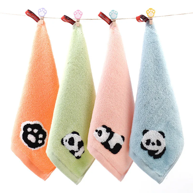 1Pcs 25x25cm Cartoon Panda Jacquard Cotton Baby Children Face Towel Hand Washcloth Water Absorbent Soft