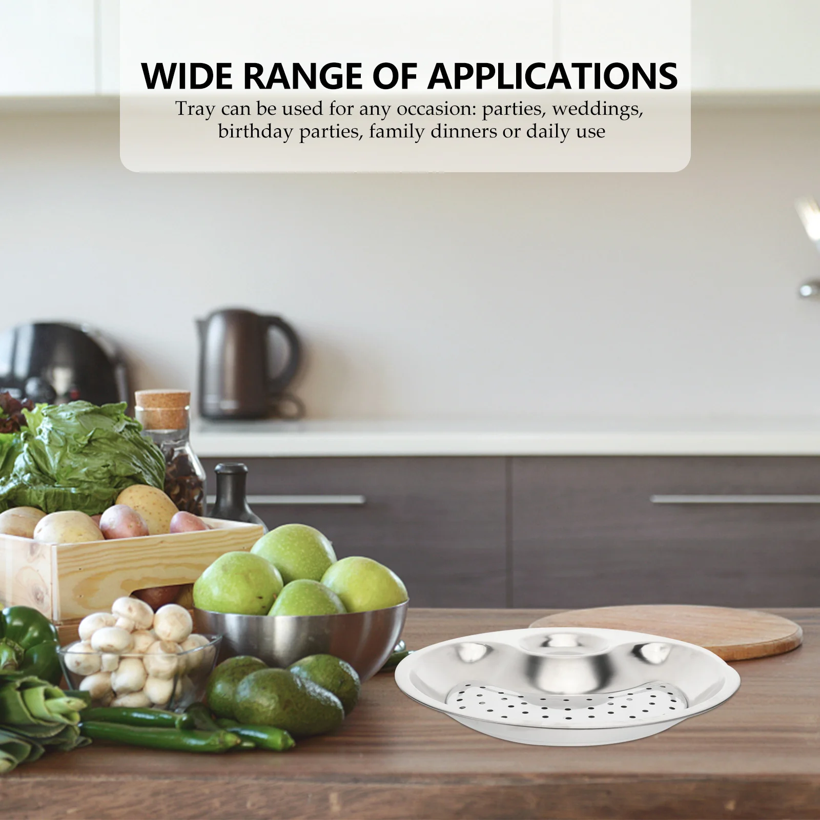 

Dumpling Plates Stainless Steel Tray with Dipping Saucer Drain The Oil Serving Dishes