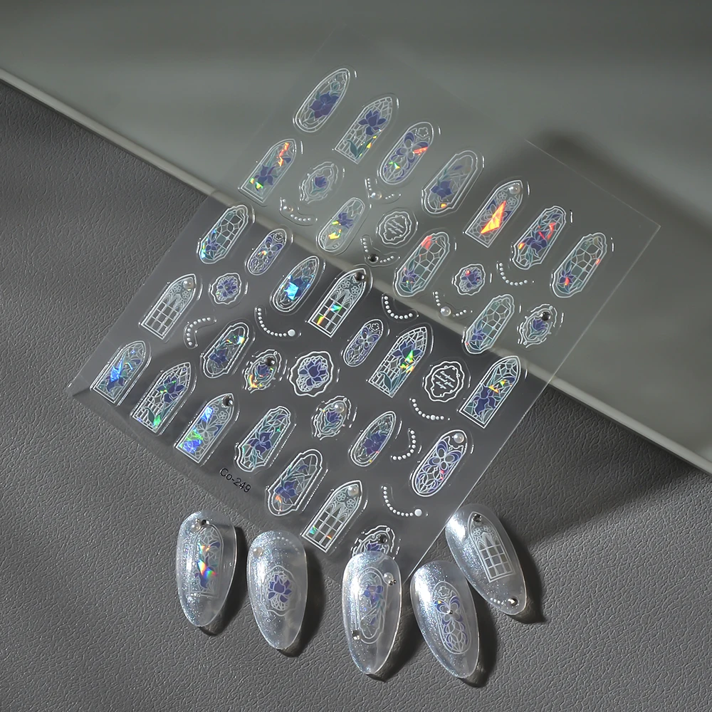 Own Design Nail Art Sticker Crystal Windows Gel Flower Nail Art Decorations INS Design Adhesive Stickers Sliders Manicure CO-249