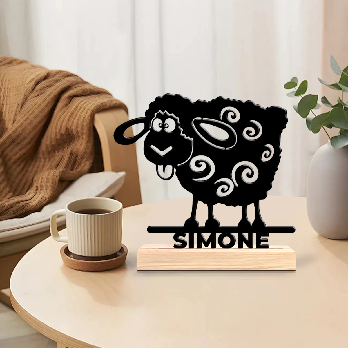 1pc Interesting Metal Desktop Decoration Custom Name Equipped with Wooden Base Suitable for Fireplaces,Study Rooms,and Offices