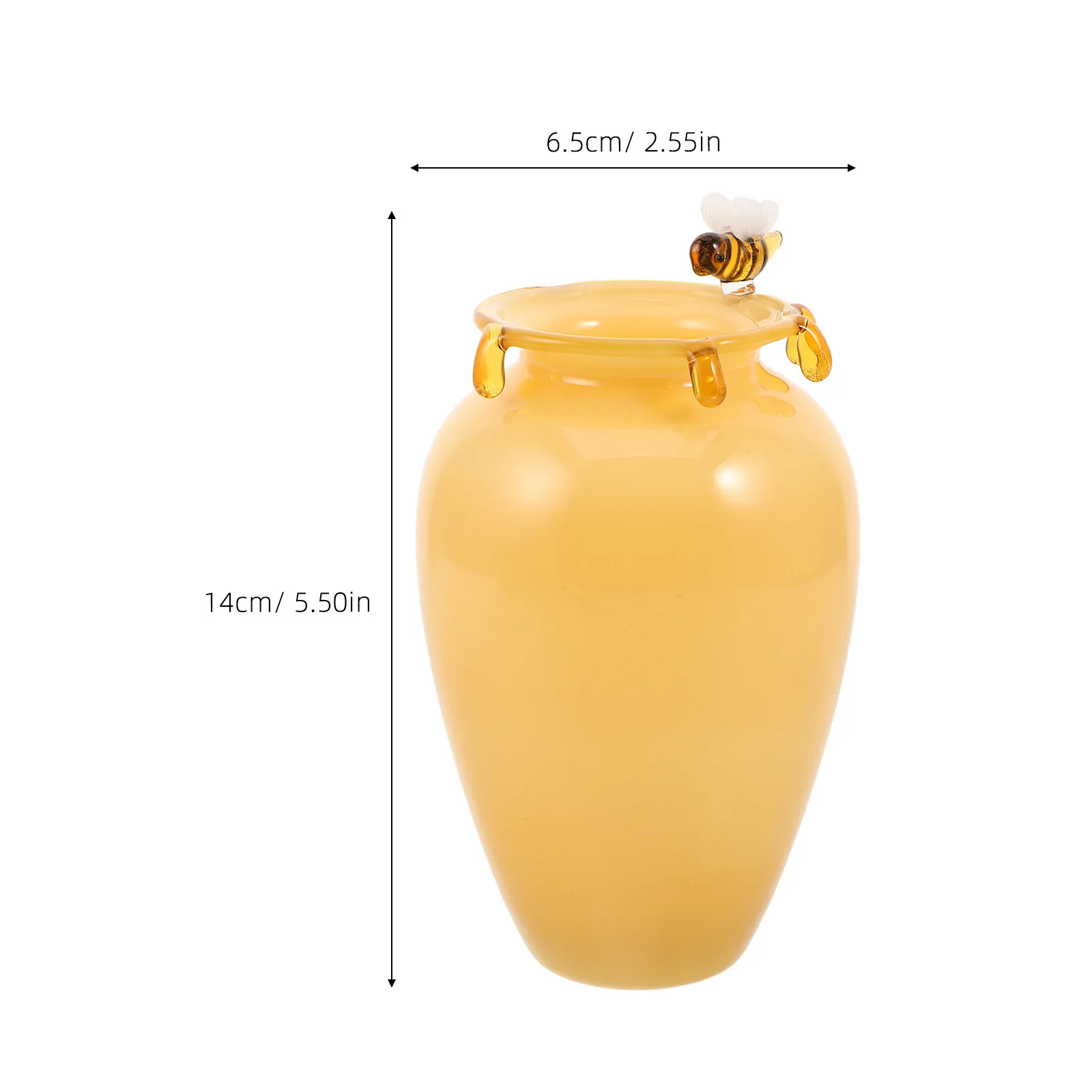 Glass Bouquet Vase Bee Shaped Honey Jar Yellow Decorative Glass Bud Vase for Home Decor Table Centerpiece Floral Arrangement
