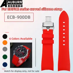 6-color ECB900 curved soft silicone strap 22mm for EDIFICE racing ECB-900DB watch band watch belt for Casio replace bracelet men