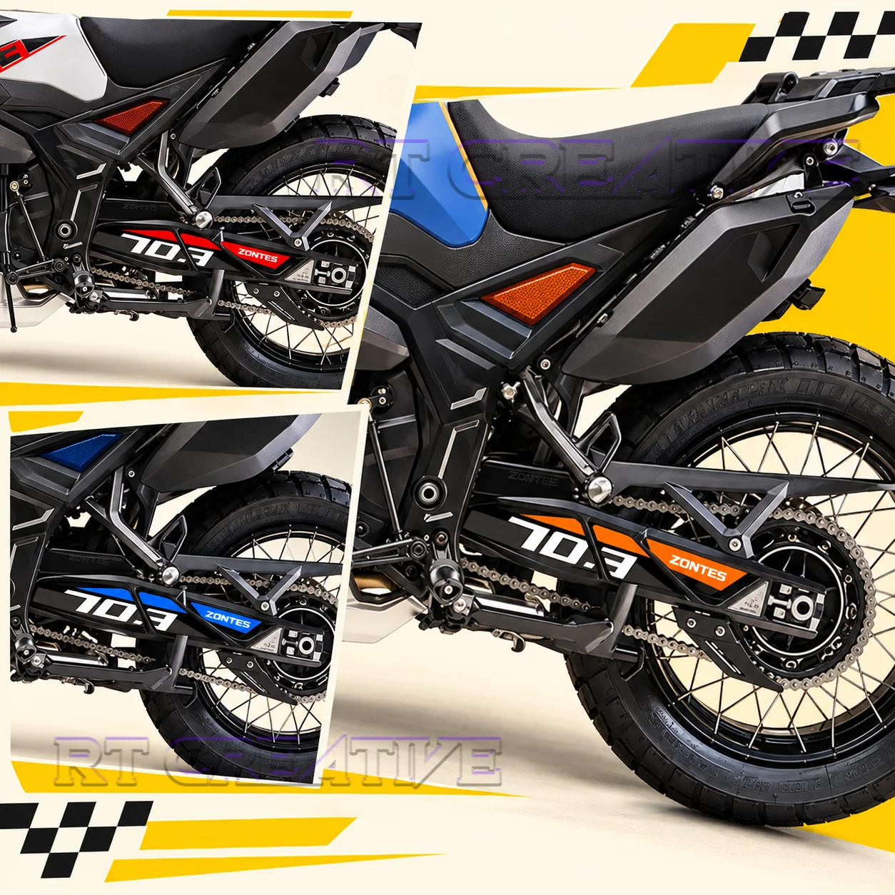 Motorbike Rear Swingarm Vinyl Graphics Waterproof Sunscreen Decal Flower Prints Accessories Fit ZONTES 703F