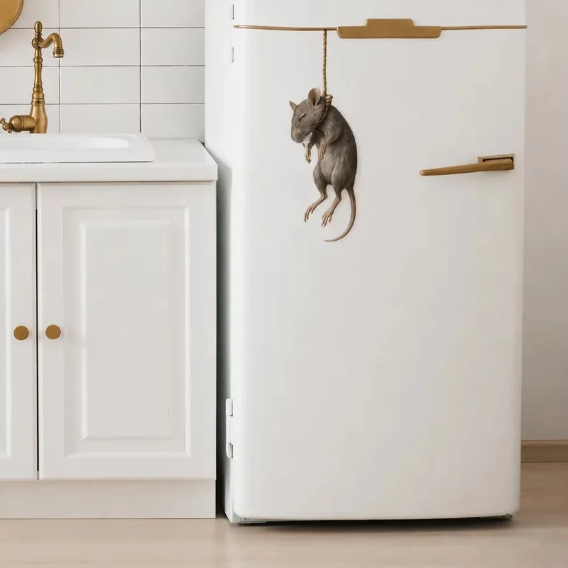 Hanging Mouse Refrigerator Stickers Removable Waterproof Hanging Rat Wall Sticker Dining Room Decor DIY Vinyl Wall Art Decals
