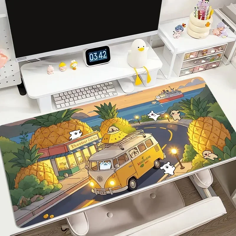 Cute Line Art Dog Kawaii Mouse Pad - Extra Large Cartoon Desk Mat for Office/Dorm, Non-Slip Keyboard Pad for Computer & Laptop