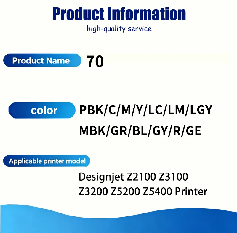 13 Colors 130ml For HP70 70 Ink Cartridge With Full Dye Ink Compatible For HP Designjet Z2100 Z3100 Z3200 Z5200 Z5400 Printers