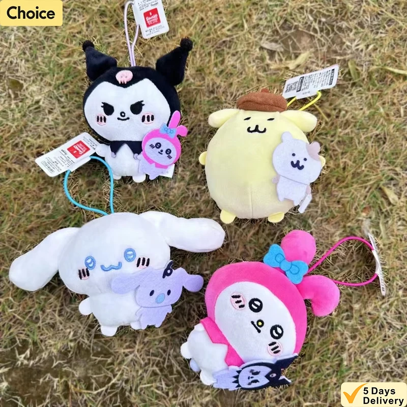 Sanrio Kawaii Kuromi My Melody Cartoon Cute Cinnamoroll Pom Porin Purin Plush Toys Bag Pendant Keychain Christmas Birthday Gifts