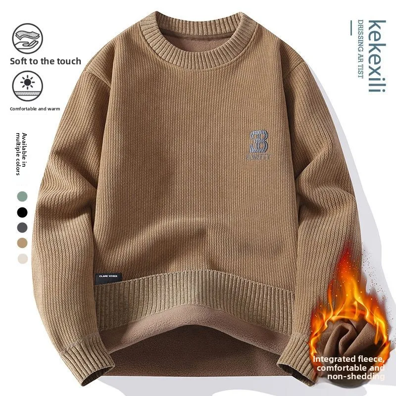 

Мужская осенне-зимняя толстовка с вышивкой на подкладке, облегающая вязаная основа, термостойкая, удобная, дышащая, полиэстер