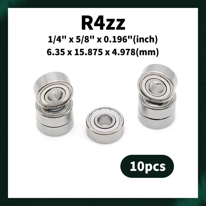 10Pcs R4ZZ R6ZZ R8ZZ Inch Bearings Kit – Double Shield Miniature Ball Bearings for Skateboard Motor DIY