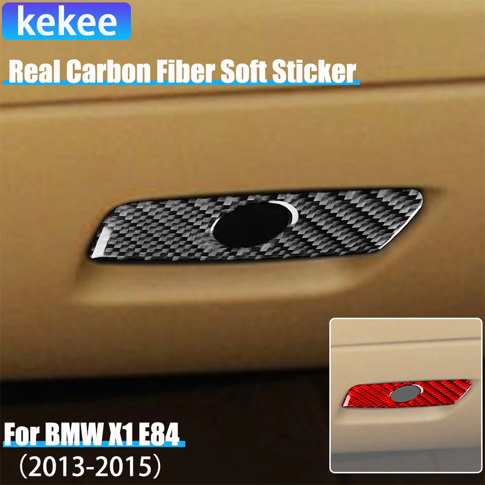 

Real Carbon Fiber Car Accessories Glove Storage Handle Decorative Interior Cover Soft Sticker For BMW X1 E84 2013 2014 2015