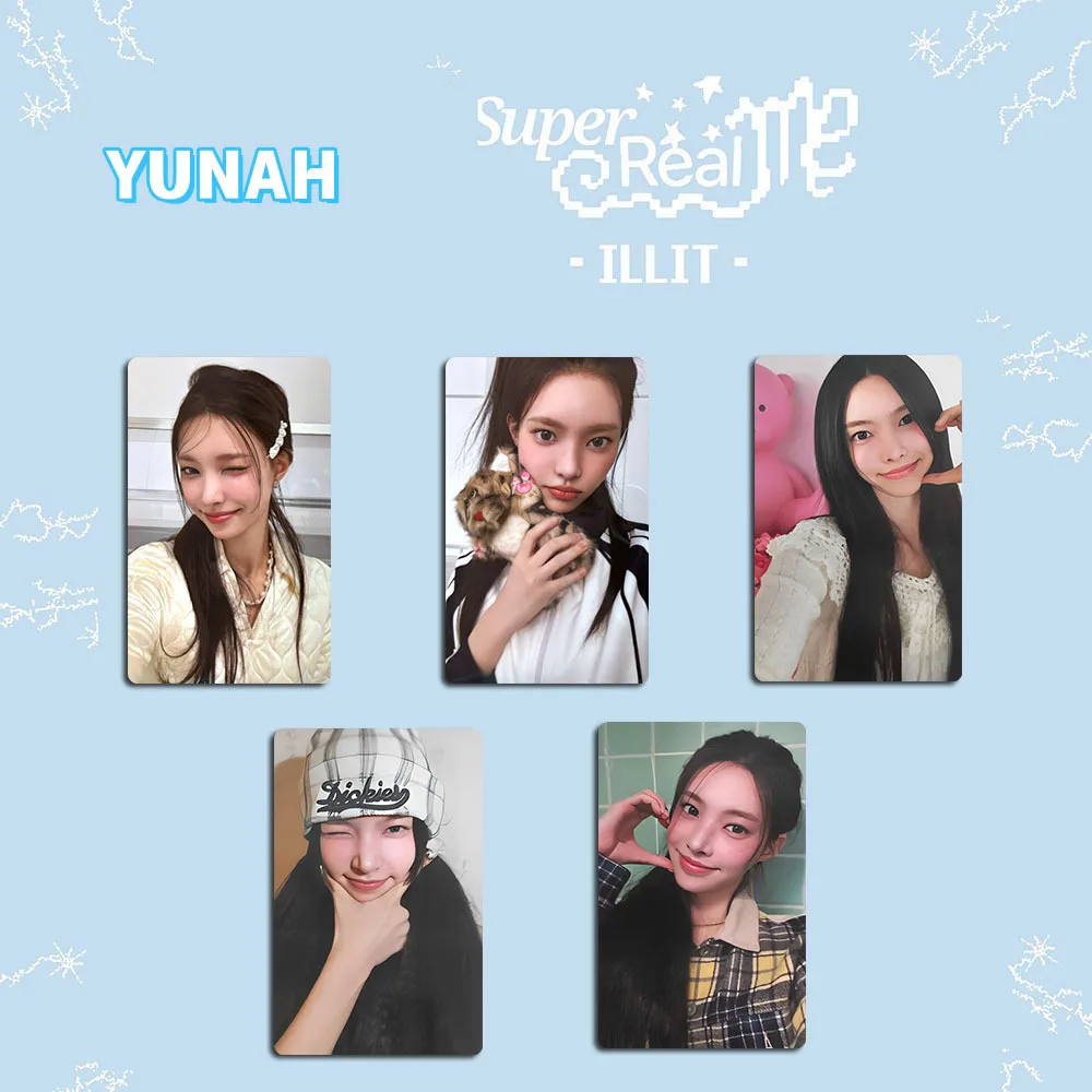 Kpop Illit Album photocard yunah minju Moka wonhee Iroha การ์ดโลโมส่วนตัวโปสการ์ดแม่เหล็กแฟนๆของสะสมของขวัญ