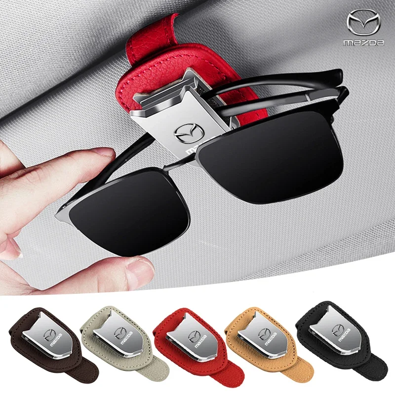 For Mazda Car Portable Glasses Clip Logo Sun Visor Eyeglasses Holder For Mazda 6 323 626 RX8 CX5 CX3 CX9 CX8 Miata MX5 Yaris TK7