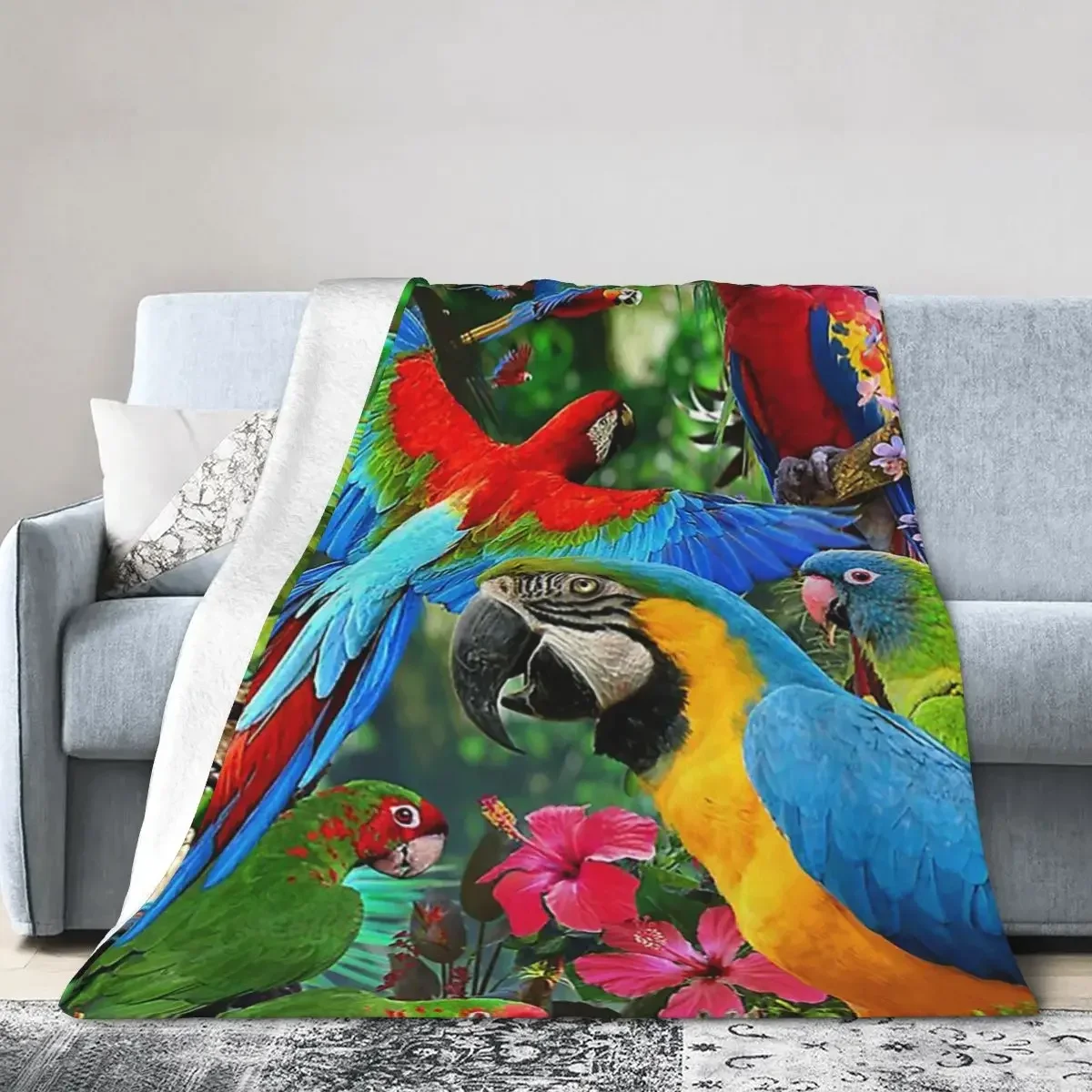 Parrots Blankets Soft Warm Flannel Throw Blanket Bedding for Bed Living room Picnic Travel Home Sofa