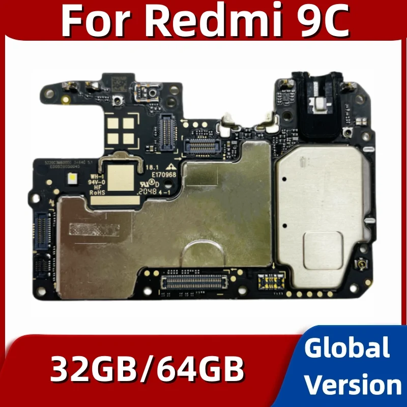 Module PCB de carte mère pour Xiaomi Redmi 9C, carte mère déverrouillée avec Helio G35, 32 Go, 64 Go ROM