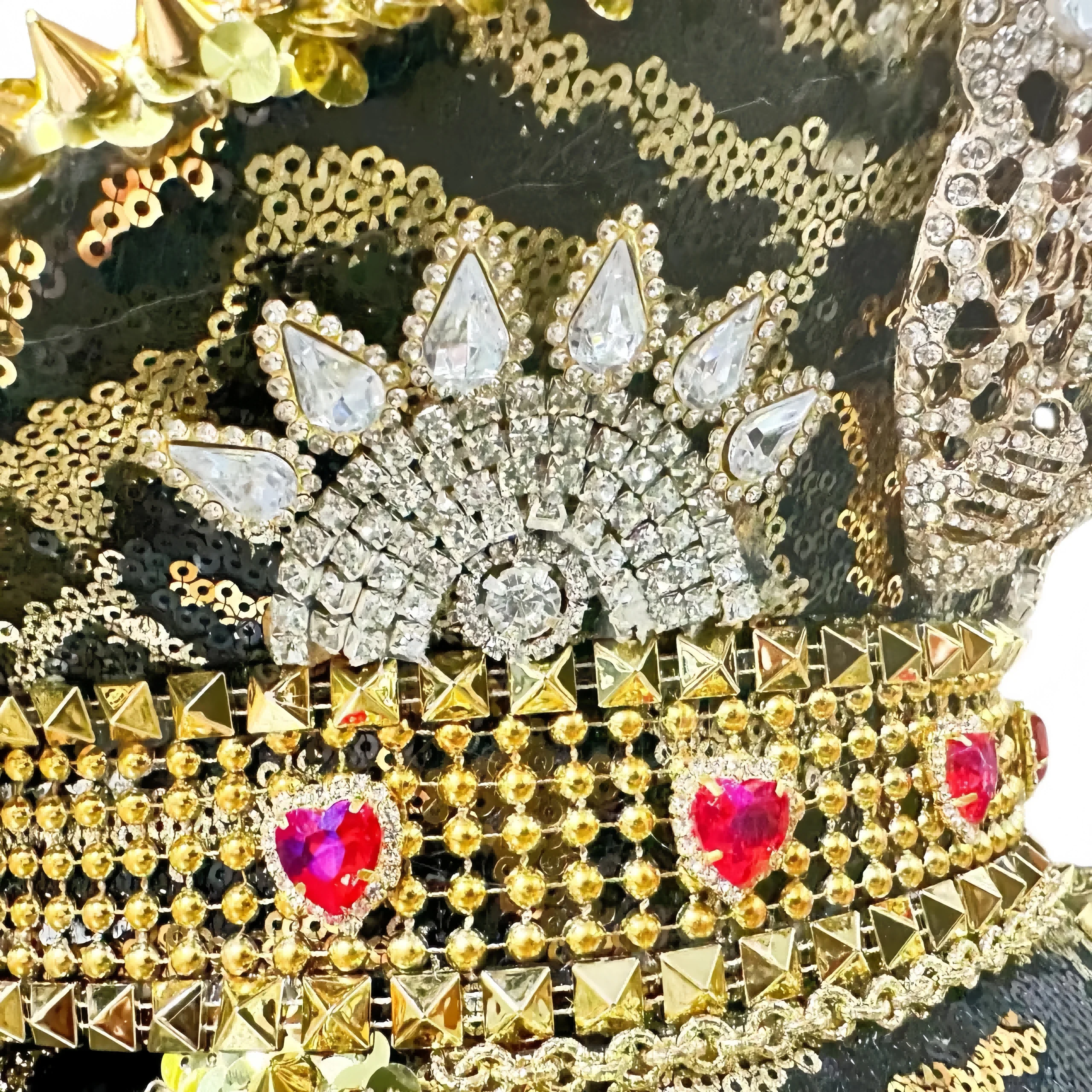 Czapka Kapitańska HongLuan z Żółtą Laserową Skórzaną Pętelką, Ozdobiona Cyrkoniami, Czapki Wojskowe dla Kobiet, Akcesoria na Festiwale Rave i Czapka Imprezowa dla Mężczyzn