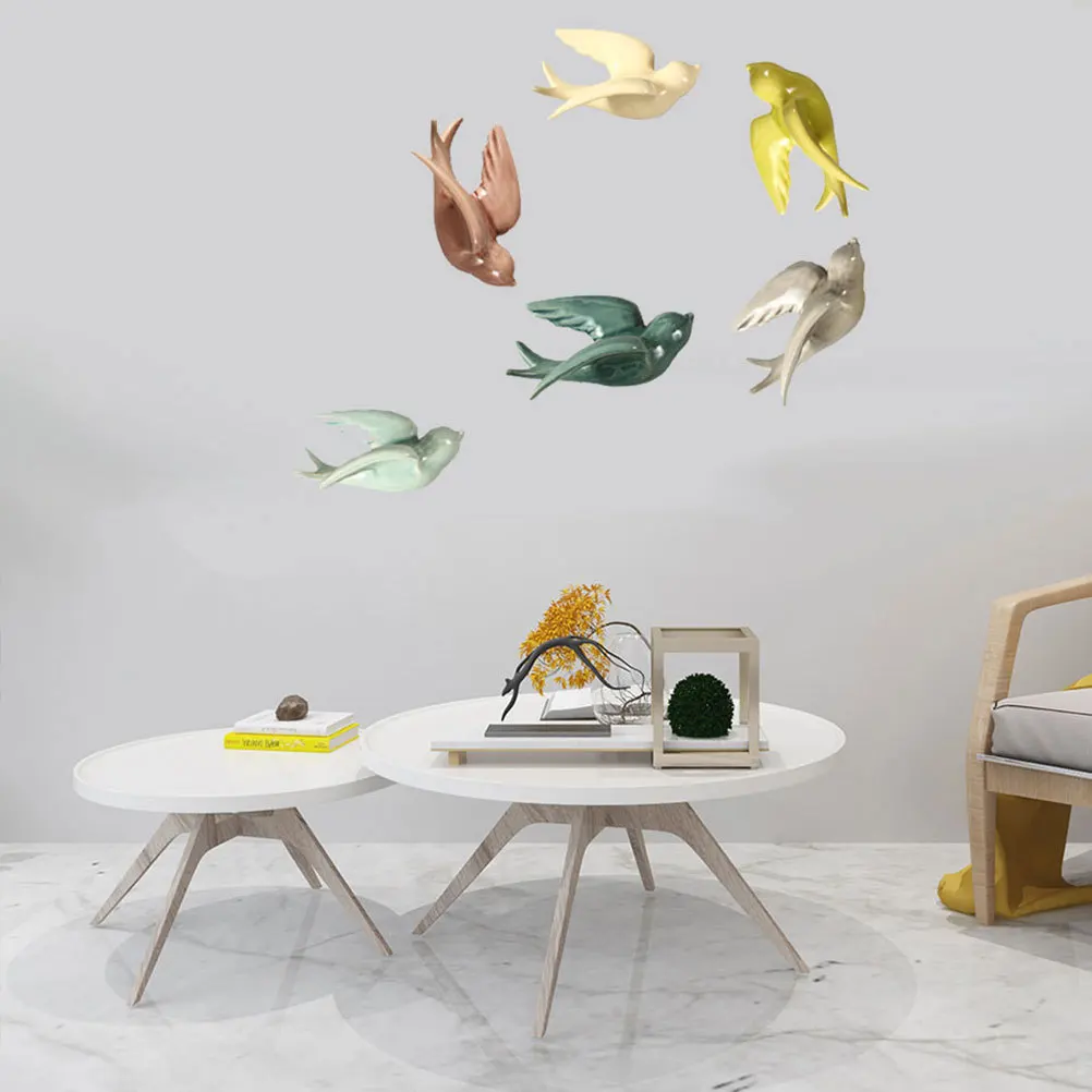 

Ceramic Wall Mounted Hanging Swallows Flying Sparrows 3D Bird Sculpture Multicolor Home Decor Art Ornament