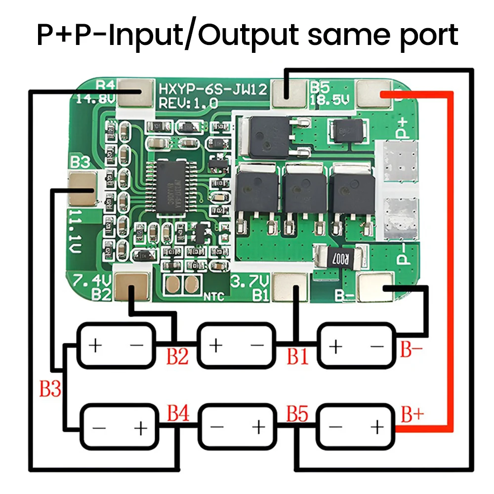 6S 14A 22.2V 18650 Lithium Battery Charging Protection Board Battery Management System Module