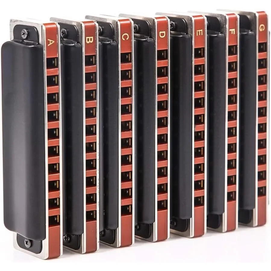 مجموعة قيثارة بلوز 12 مفتاحًا مع هارمونيكا دياتونيك احترافية 008K لمدة 10 فتحات و20 نغمة مثالية للاعبين المحترفين المبتدئين