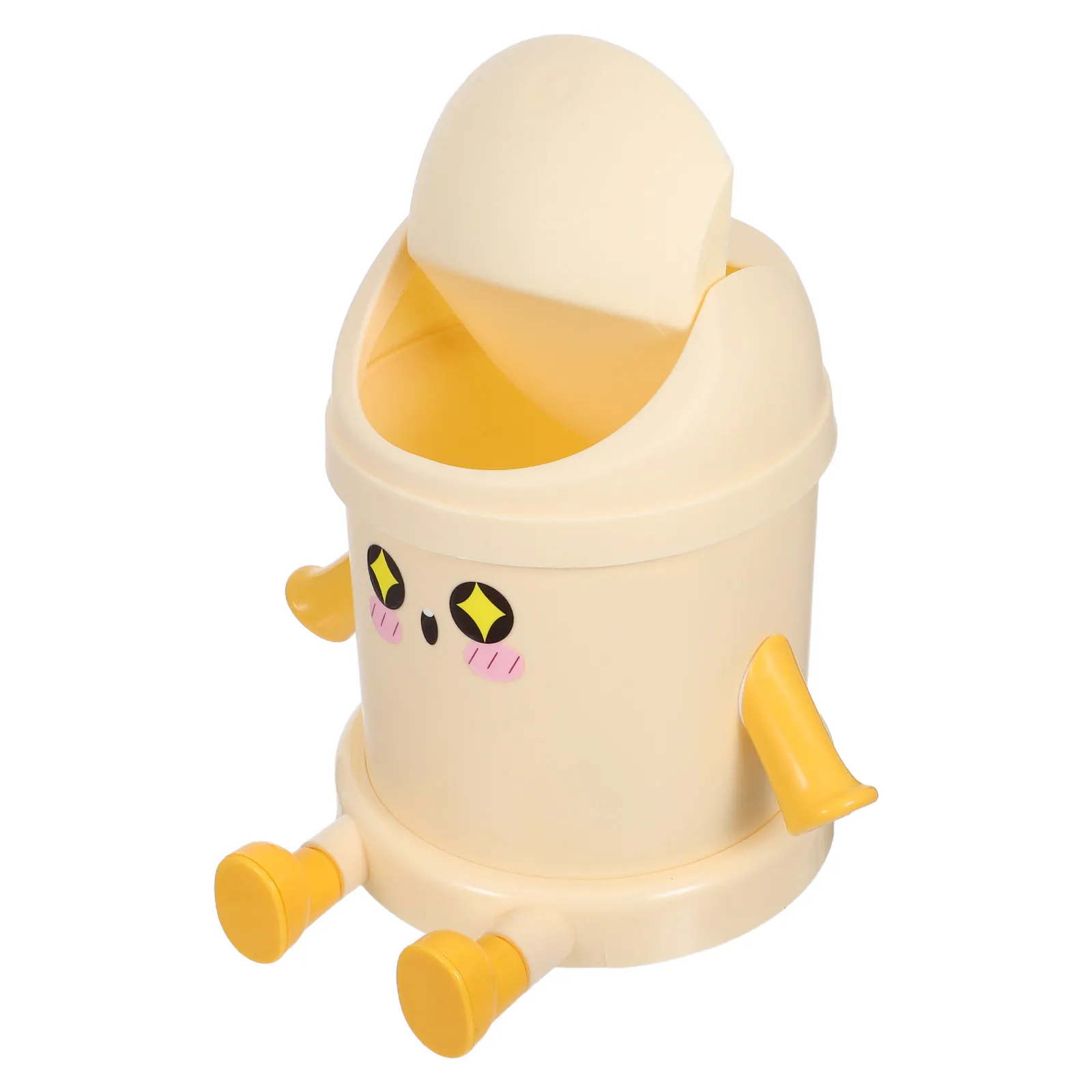 

Plastic Mini Trash Bin Desktop Small Trash Can Cute Compact Swing Lid Table Garbage Bin for Office Bedroom Small Garbage Can