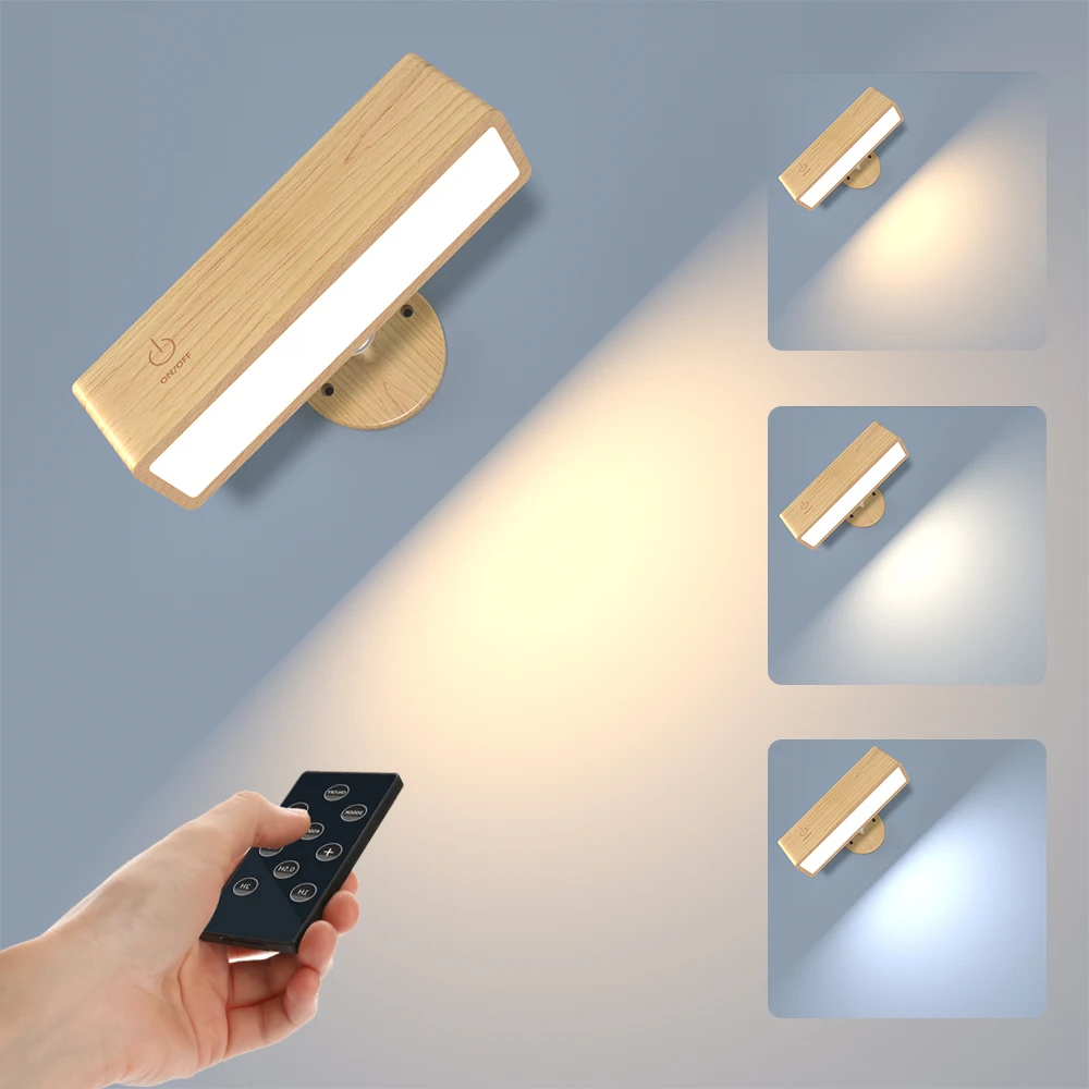 LED  Wall Lamp 3 Color Temperature 3000k-6000k Dimmable Battery Operated Wall Sconce Rotatable Cordless Magnetic Wall