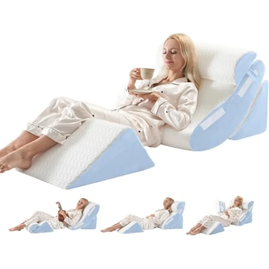 

4PCS Wed Pillow t for Sleng Ortopedic ed Pillow for Post Sur Adjustale Memory Foam Support for Sitting Up in ed ack Pain RD Sno