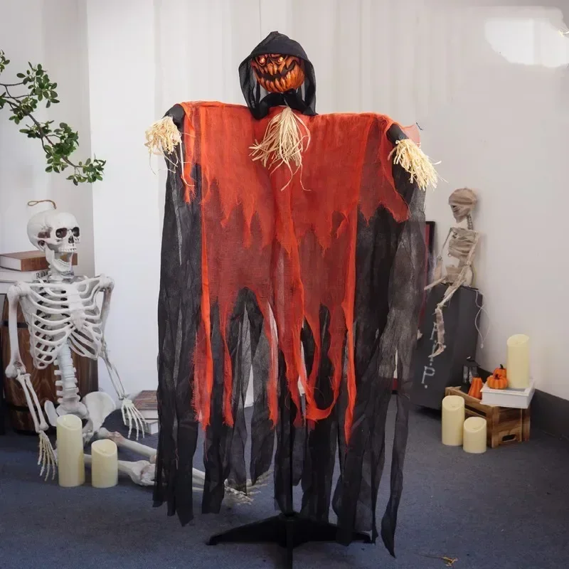 2024 Halloween Animated Bride Props Haunted Lifesize LED Lights Up Glowing Eyes Stand Ghost