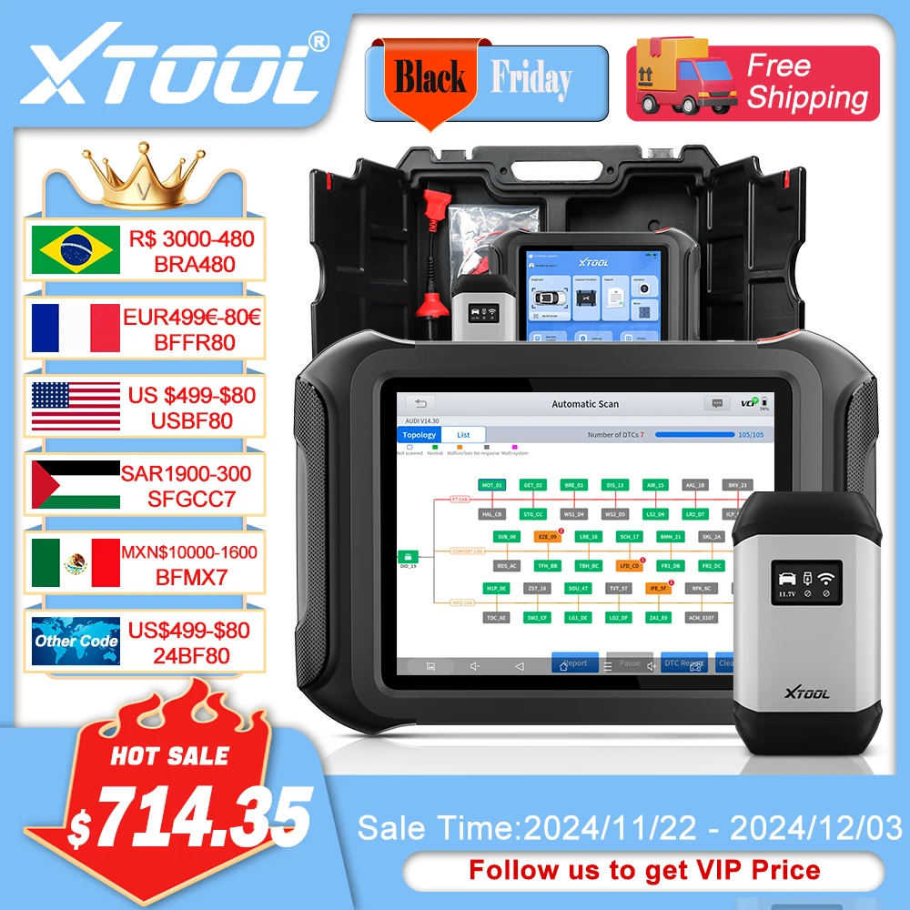 Diagnostic Tools:XTOOL D9S Car Intelligent Systems Bi-Directional Control Automotive Scanner,ECU Coding,Topology Map,42+services