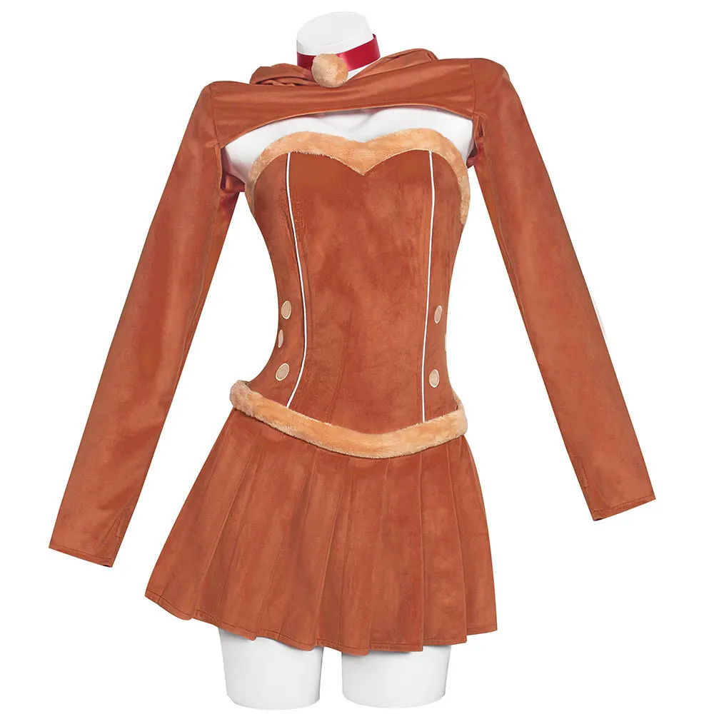 

Christmas Reindeer Cosplay Costume Adult Cosplay Cute Furry Gold Velvet Top Tights Skirt Ladies Christmas Party Sexy Elk Leg Set