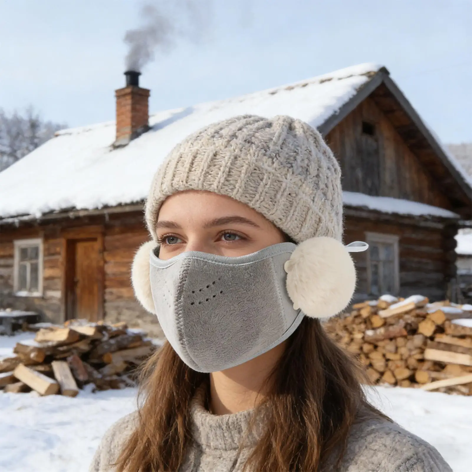 

Face Cover For Cold Weather Windproof Shield With Ear Flap Face Covering For Sports Hiking Commuting Cycling Women Winter