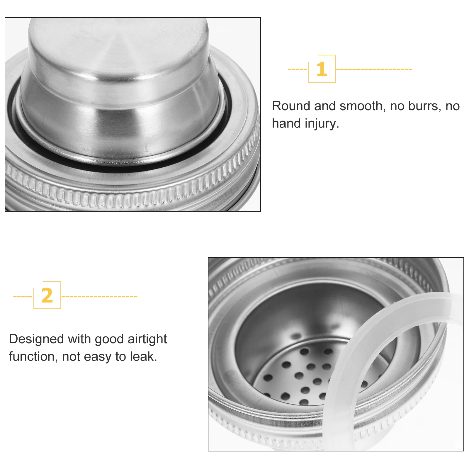 

6 Pcs Spices Cocktail Shaker Lid Jar Lids Stainless Steel 304 Covers Drink