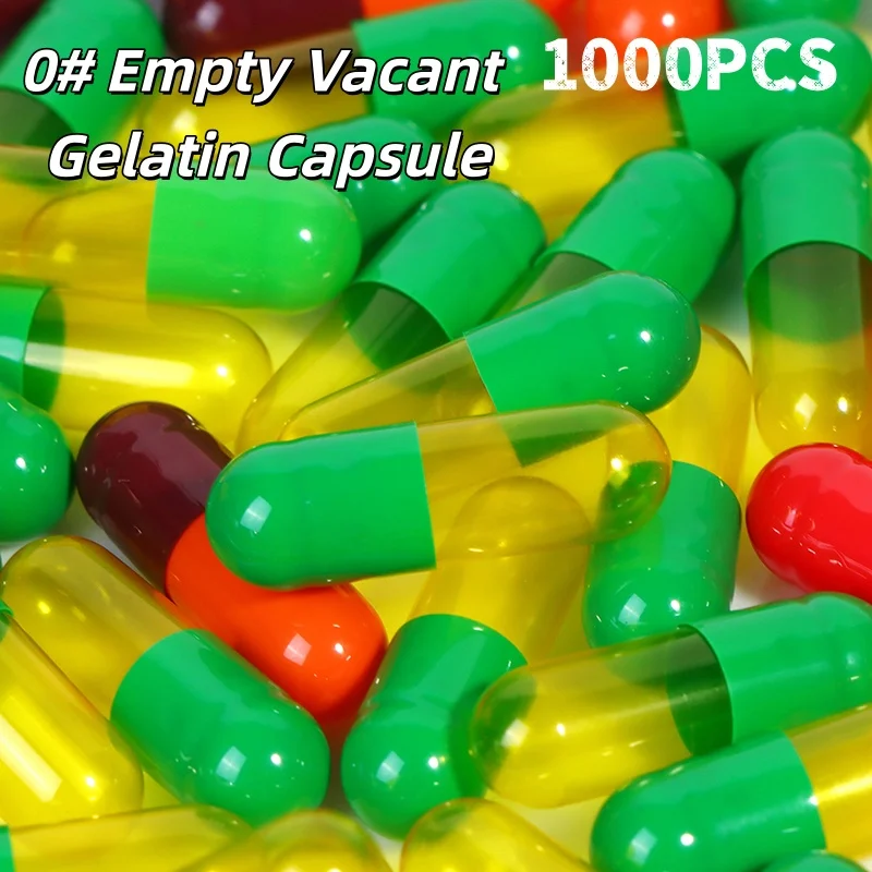 1000 Stück leere Gelatinekapseln Größe 0, leere Pillenkapseln für Medikamente, Vitamine und Nahrungsergänzungsmittel