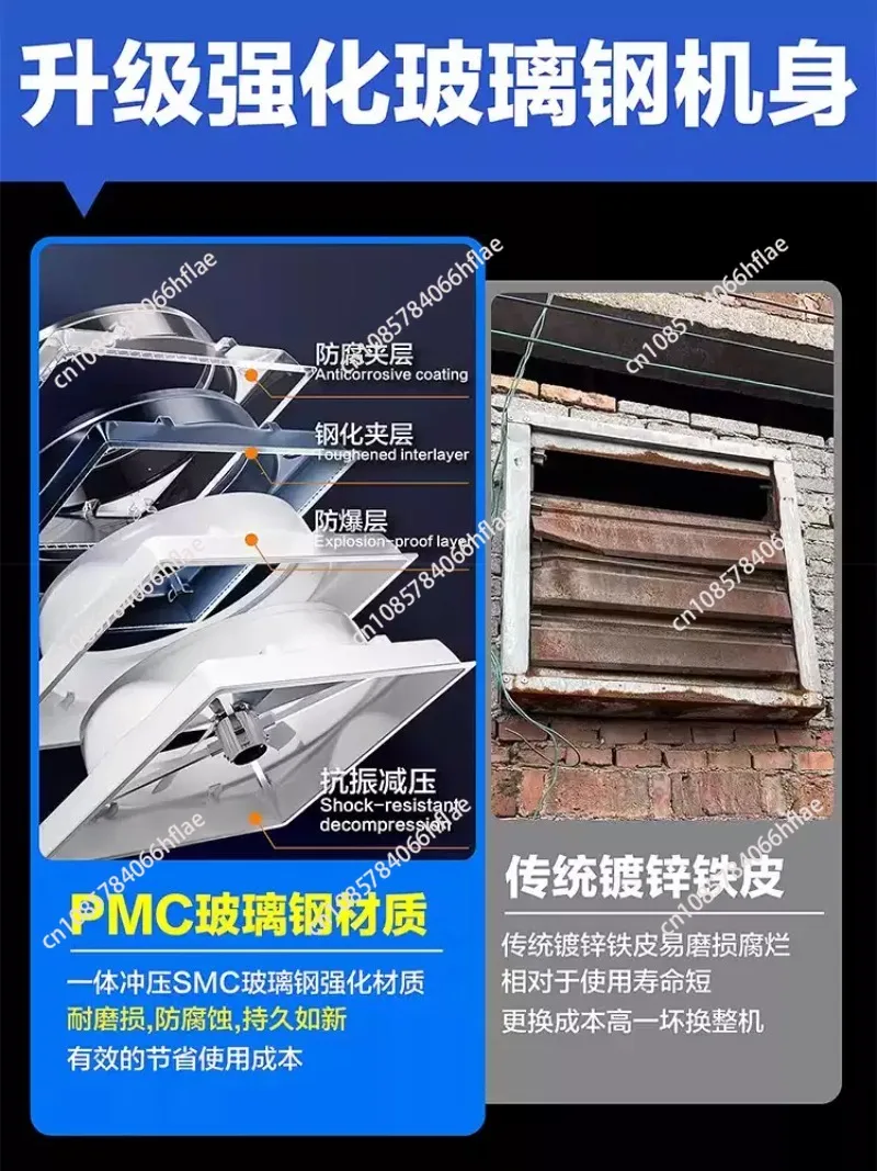 Industrial Exhaust Fan, Large Airflow Negative Pressure Ventilator for Factory & Warehouse Cooling