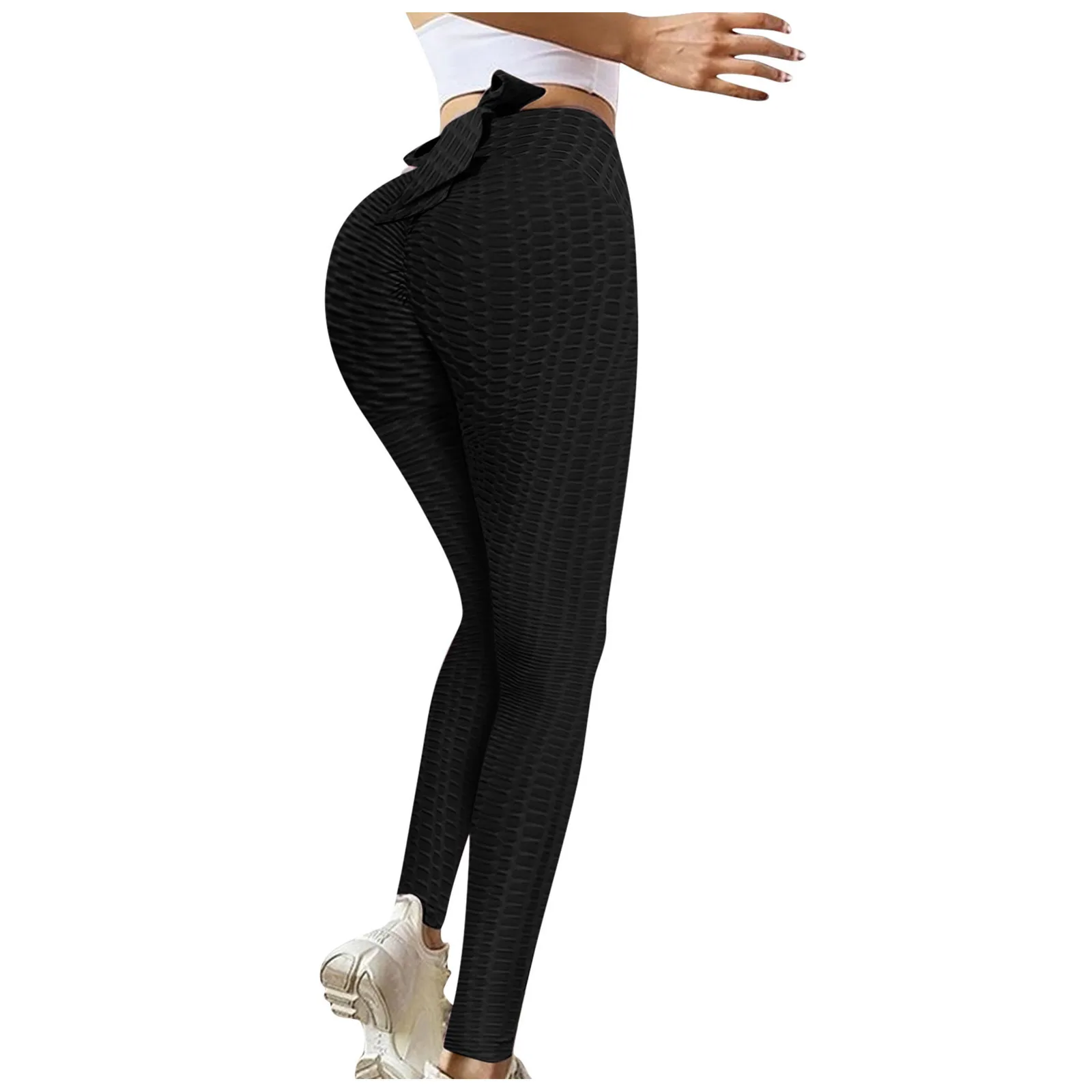 Women High Waist Peach Butt Yoga Pants  Honeycomb Sports wear Bows Leggings gym sports running fitness pants high elastic tights