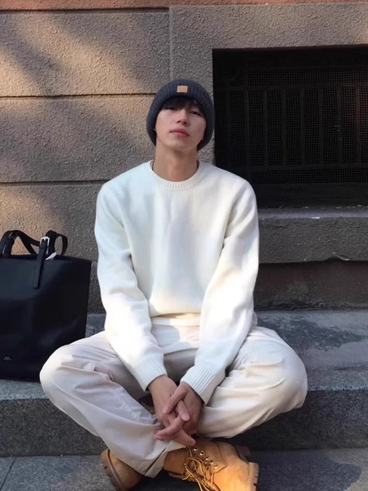 

Мужской трикотажный свитер Cleanfit Color с круглым вырезом, свободный, зимний, для повседневной носки, с длинным рукавом, из смесового полиэстера